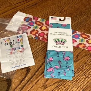 Compression Socks - 2 pair Flamingoes and Colorful Animal Print